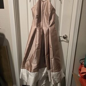 Carmen Marc Valvo Blush/Nude Satin Dress Label Detail